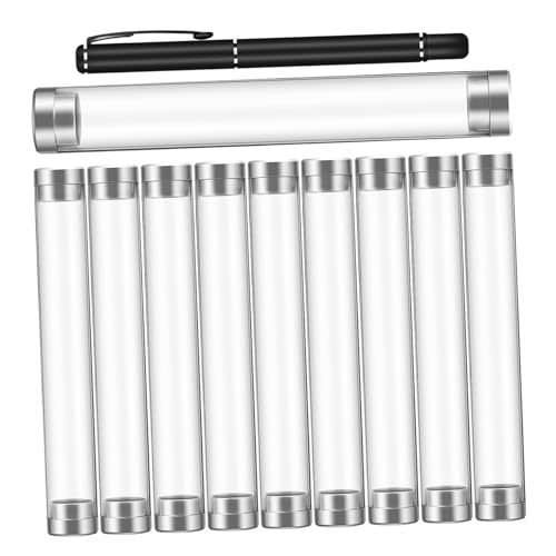 Parliky 10 Stück Teiliges Transparente Zylindrische Acryl Stifteboxen Einzelne Pen Display Hüllen Langlebige Stifthalter für Büro und Schule Klare Aufbewahrung für Kugelschreiber und von Parliky