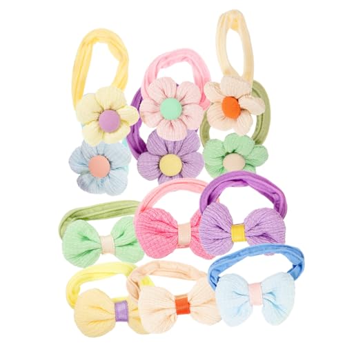 Parliky 12 Stück Teiliges Haargummi für Mädchen Elastische Haargummis mit Blumen und Schleifen Design Schonend für Empfindliches Haar für Ponytails Kindergarten Party und Alltag von Parliky