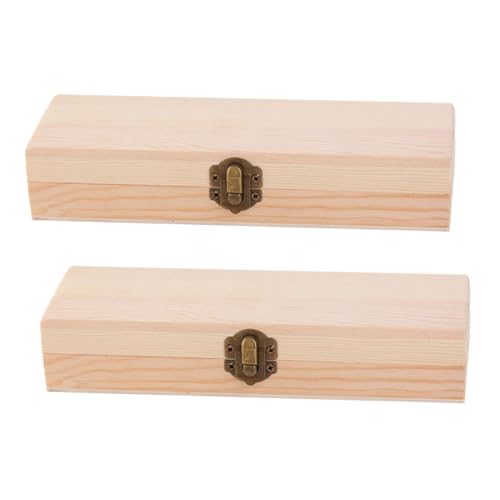Parliky 2 Stück Holz Stiftebox Stiftkasten aus Massivem Holz mit Robustem Verschluss Praktische Aufbewahrung für Schüler und Büro Stabile Vielseitige Schreibwarenbox von Parliky