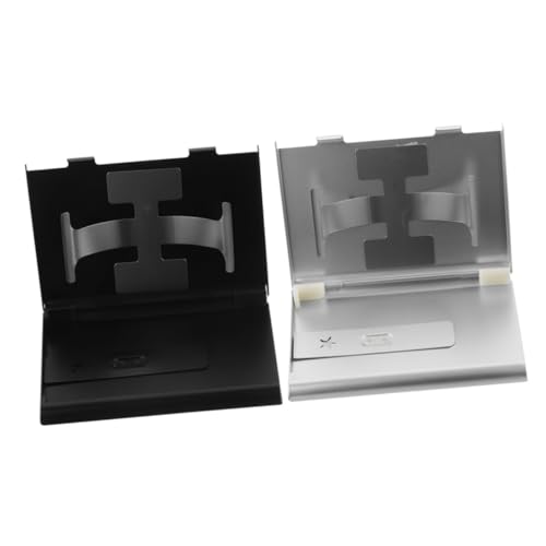 Parliky 2 Stück Metall Visitenkartenetui Teiliges Silber Schwarz Robuster Business Card Holder mit Großer Kapazität und Sicherem Schnappverschluss Praktischer Kartenhalter für Büro und von Parliky