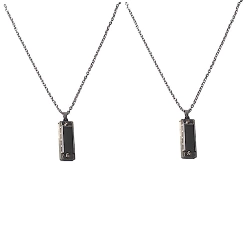 Parliky 2 Stück Mini Mundharmonika Anhänger Halskette Tragbare Musikinstrument Halskette für Damen und Herren Musik Schmuck Geeignet für Party Performance und Musiklernen von Parliky