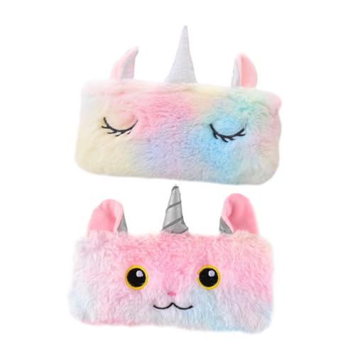 Parliky 2 Stück Plüsch Federmäppchen Einhorn Großes Fassungsvermögen Student Stifttasche Weich Cartoon Design Reißverschluss Schreibwaren Tasche für Schule und Büro von Parliky