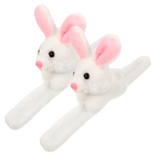 Parliky 2 Stück Plüsch Klapparmbänder Kuscheltier Hase Slap Band Mitgebsel Geburtstag Party Favor von Parliky