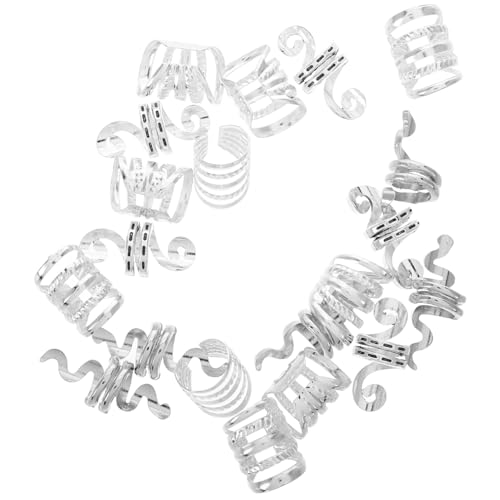 Parliky 20 Stück Teiliges Silberne Hohle Haarringe Haarschmuck für Zöpfe Dreadlocks Schmuck DIY Haar Manschetten Zubehör Stilvolle Geflochtene Haarclips für Frauen von Parliky