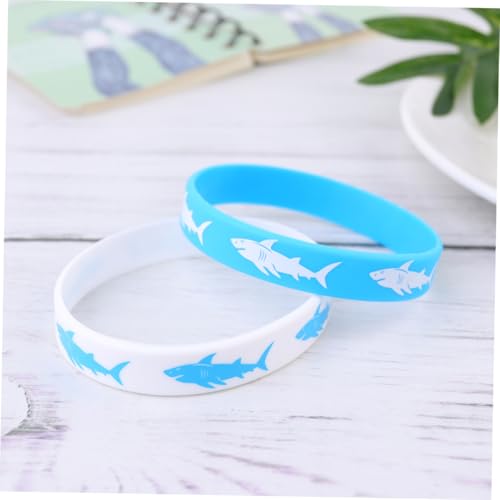 Parliky 25 Stück Teiliges Silikon Armbänder Bedruckt Shark Muster Party Armband Jugendliche Festival Zubehör Zufällige Farbe Zufällige Farbe von Parliky