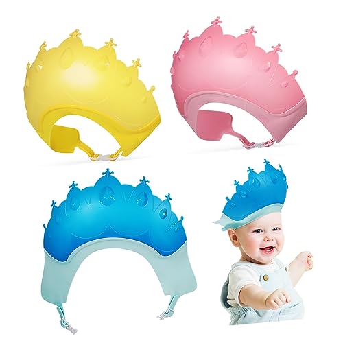 Parliky 3 Stück Wasserdichte Duschhaube mit Verstellbarem Ohrenschutz Shampoo Schutzhaube für Haarewaschen Badehut für Junge Mädchen Schützende Haarkappe für Verschiedene Altersgruppen von Parliky