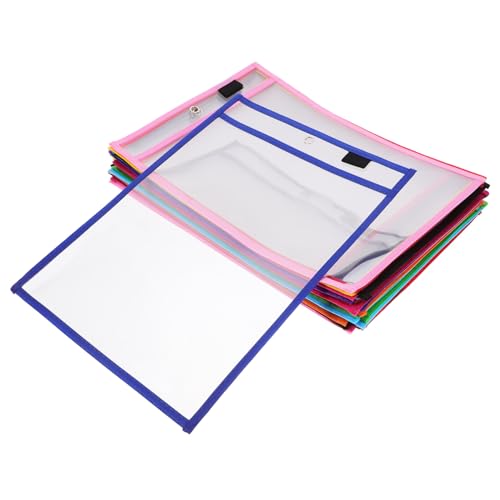 Parliky 30 Stück Teiliges Wiederverwendbare PVC Trocken Abwischbare Schreibhüllen mit Stifthalter und Metallöse Mehrfarbige Wiederbeschreibbare Aufbewahrungstaschen für von Parliky