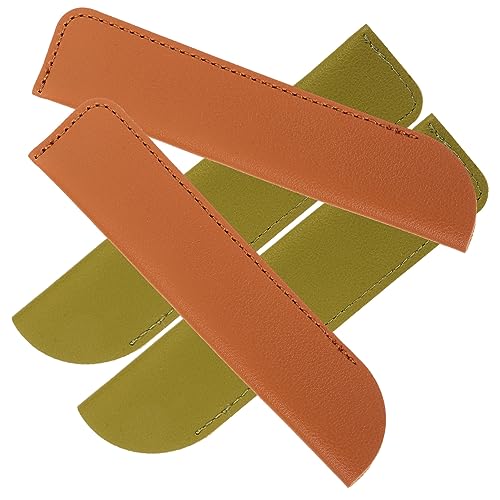 Parliky 4 Stück Teiliges PU Leder Stiftetuis Langlebige Schützende Federmäppchen für Kugelschreiber und Füller Praktische Pen Sleeve Pouches in Grün und Hellbraun Robust und Kratzfest von Parliky