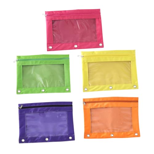 Parliky 5 Stück Teiliges Federmäppchen mit Reißverschluss Transparente Oxford Stifttasche Große Kapazität Fächer Passend für Ring Ordner Vielseitig für Schule und Büro von Parliky