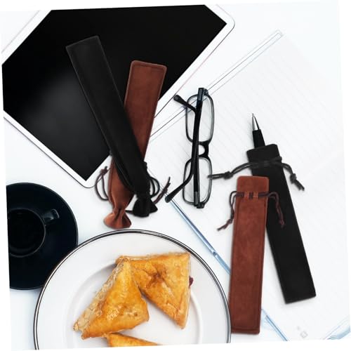 Parliky 50 Stück Samt Stiftbeutel mit Kordelzug Samtweiche Pen Sleeve Hüllen Kratzfeste Einzeltaschen für Kugelschreiber für Schule Büro Schwarz Kaffeefarben von Parliky