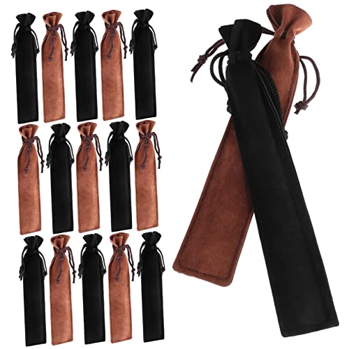Parliky 50 Stück Stifttaschen mit Kordelzug Weiche Schützende Einzelschutzhüllen für Kugelschreiber Praktische Stiftebeutel für Schule und Büro Komfortabel und Kratzfest Schwarz Kaffee von Parliky