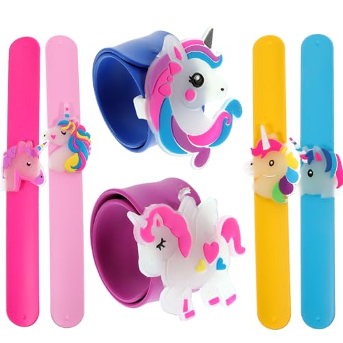Parliky 6 Stück Teiliges Leuchtende Silikon Slap armbänder mit Niedlichem Einhorn motiv Bunte Kinderparty spielzeuge Weiche Textur Detailreiche Verarbeitung für Geburtstagsfeiern und von Parliky