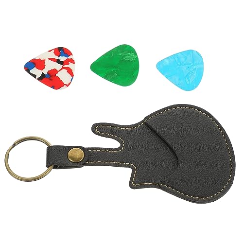 Parliky Gitarrenplektrenhalter Aus Holz Mit Aufbewahrungstasche Gitarrenplektren-Organizer Mit Plektren in Zufälligen Farben Für Instrumentenplektren von Parliky