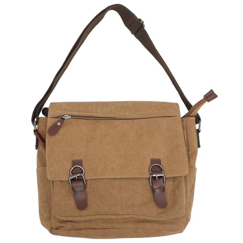 Parliky Große Canvas Umhängetasche Crossbody Bag Modisch Langlebig Praktisch Studenten Arbeitstasche Freizeit Schultertasche Khaki von Parliky