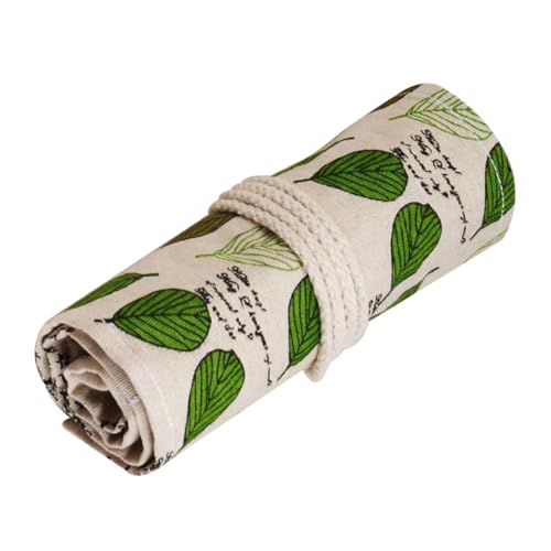 Parliky Japanisches Canvas Rollmäppchen für Stifte Federmäppchen mit Löchern Platzsparender Stiftehalter Leicht Aufzurollendes Stiftemäppchen für Studenten und Künstler von Parliky