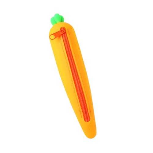 Parliky Karotten Federmäppchen aus Silikonähnlichem Material Süßes Kompaktes Schreibwarenetui mit Reißverschluss Leicht und Tragbar für Schüler und Stifteaufbewahrung von Parliky