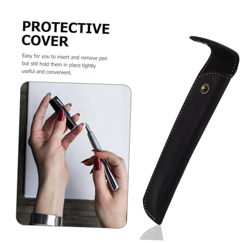 Parliky Leder Stiftschutzhülle Handgefertigt Kratzfest Federmäppchen für Füllfederhalter Kugelschreiber und Bleistifte Elegantes Geschenketui Schwarz von Parliky
