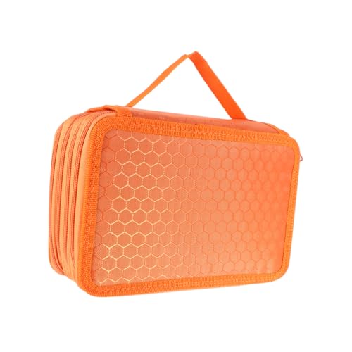 Parliky Multifunktionales Federmäppchen mit Fächern Große Kapazität Stiftemappe für Schule und Büro Reißverschlussfest Praktisches Pencil Case in Orange von Parliky