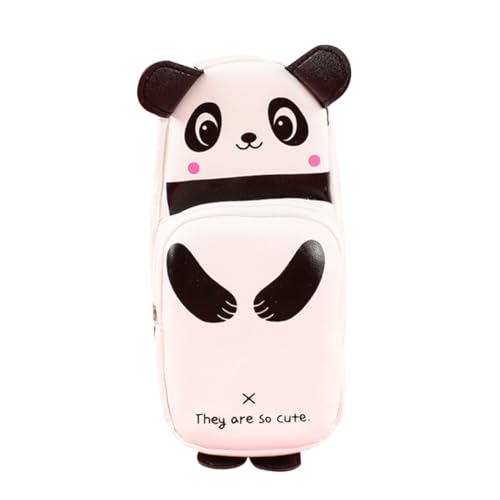 Parliky Niedliches Panda Federmäppchen mit Reißverschluss Tragbarer Stifteköcher aus Waschbarem Langlebigem Material Organizer für Mädchen und Schüler Schreibwarentasche von Parliky