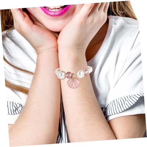 Parliky Schmuckset Perlenarmband und Halskette aus Perlmuttoptik Leicht Hautfreundlich Einfach Anzulegen Geeignet für Kleinkinder Mädchen Geschenk und Partyaccessoire von Parliky