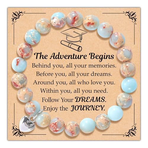2025 Abschlussgeschenke für sie, Abschluss-Geschenke für Frauen, inspirierender Kompass/Herz-Abschluss-Armbänder mit Geschenknachrichtskarte für Frauen, Tochter, Schwester, Freunde, 7-9 inches, Stein von Parma77