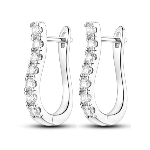 925 Sterling Silber U-förmige kleine Huggie-Ohrringe für Frauen, Wassertropfen, klobige Creolen, Lebensbaum für immer, hypoallergenes Ohrring-Set, Modeschmuck, Geschenk für Mädchen von Parmuz