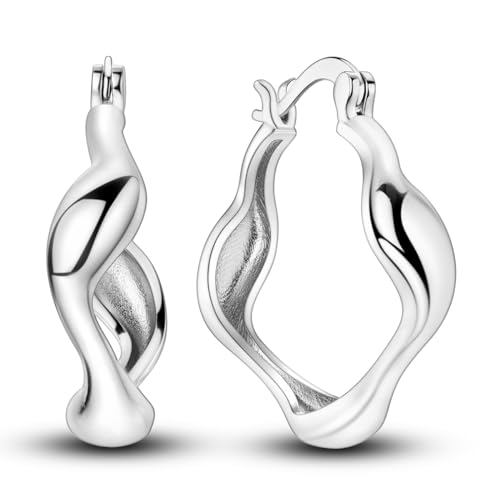 Ohrstecker aus 925er-Sterlingsilber für Damen, Wassertropfen, klobige Creolen, Lebensbaum für immer, hypoallergenes Ohrring-Set, Modeschmuck, Geschenk für Mädchen von Parmuz