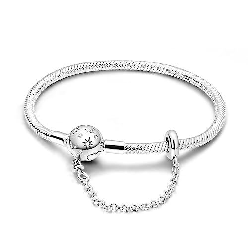 Parmuz 925 Sterling Silber Charm Armband für Frau Schlange Kette Armband Stern Mond Schmetterling Niedliche ikonische Momente Europäisches Armband Schmuck Geschenk von Parmuz