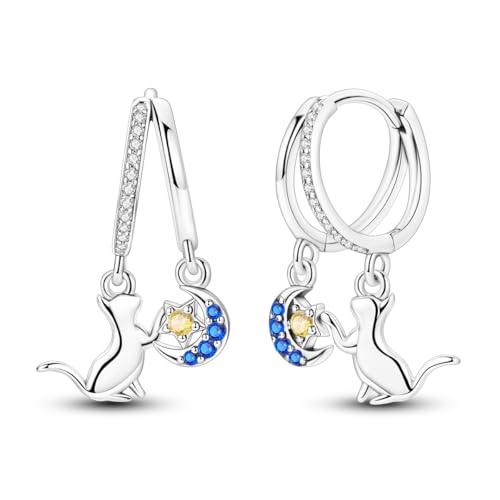 Parmuz 925 Sterling Silber Hängende Kette Creolen Stapel für Frauen, Doppelpiercing Kleiner Huggie Evil Eye Zierliche Perlen Ohrstecker Ohrmanschette Tropfen Statement Ohrring von Parmuz