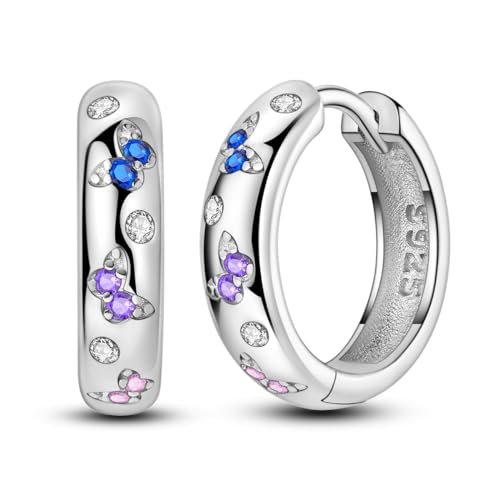 Parmuz 925 Sterling Silber Huggie Creolen Ohrring für Frau Post Pave Zirkonia Manschette Kleine Creolen Chunky Ohrring-Set von Parmuz