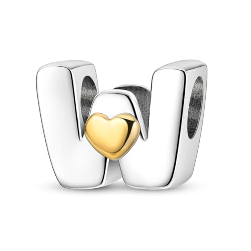 Parmuz 925 Sterling Silber buchstaben Letter Charms A-Z für Armbänder Halskette Goldenes Herz Alphabet Initiale Perlen Anhänger Schmuck Geschenk für Frauen von Parmuz