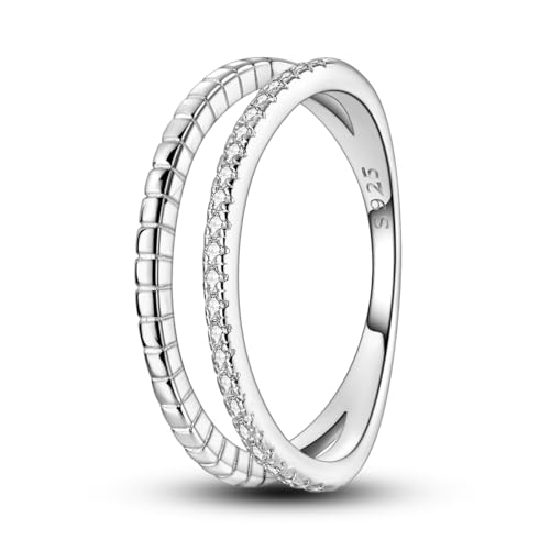 Parmuz 925 Sterling Silber Ringe für Frau Zierlicher stapelbarer Ring CZ Star Moon Cross Ewigkeit Verlobungsbänder Ring Geschenk für Sie von Parmuz