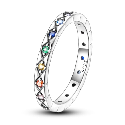 Parmuz 925 Sterling Silber Ringe für Frau Zierlicher stapelbarer Ring CZ Star Moon Cross Ewigkeit Verlobungsbänder Ring Geschenk für Sie von Parmuz