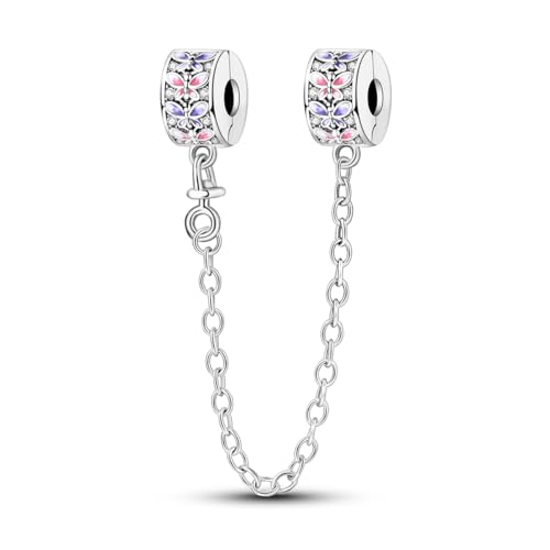 Parmuz 925 Sterling Silber Sicherheitsketten-Charm, baumelnde Anhänger, Clip-Charm-Perlen für Armband Love Butterfly Evil Eye Stopper Spacer Charm für Frau, Schmuck, Geschenk für Mädchen von Parmuz