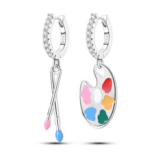 Parmuz 925 Sterling Silber Star Dangle Hoop Ohrringe für Frauen klobiger Drop -Hoop -Ohrringe Lebensbaum für immer Ohrring -Set Mode Schmuck Geschenk von Parmuz