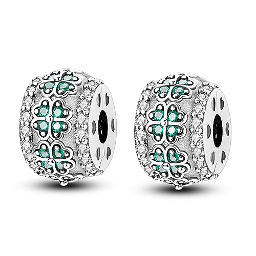 Parmuz Stopper Perlen Charms für Charm-Armbänder 925 Sterling Silber Clip Rondelle Spacer Charm mit Gummi innen Schmuck Geschenk für Frau von Parmuz