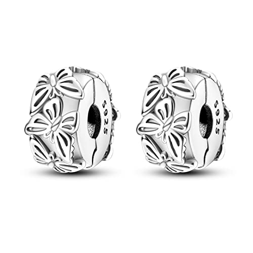 Parmuz Clip Spacer Charme für Armband 925 Sterlingsilber Pave Cubic Zirkonia Clip Lock Spacer Stopper Charm Bead Star Moon Evil Eye Charm Schmuck Geschenk für Frau von Parmuz