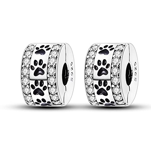 Parmuz Clip Spacer Charme für Armband 925 Sterlingsilber Pave Cubic Zirkonia Clip Lock Spacer Stopper Charm Bead Star Moon Evil Eye Charm Schmuck Geschenk für Frau von Parmuz