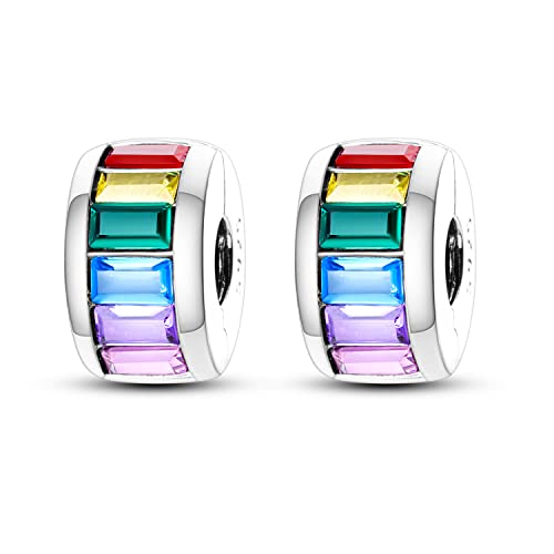 Parmuz Clip Spacer Charme für Armband 925 Sterlingsilber Pave Cubic Zirkonia Clip Lock Spacer Stopper Charm Bead Star Moon Evil Eye Charm Schmuck Geschenk für Frau von Parmuz