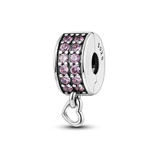 Parmuz Clip Spacer Charme für Armband 925 Sterlingsilber Pave Cubic Zirkonia Clip Lock Spacer Stopper Charm Bead Star Moon Evil Eye Charm Schmuck Geschenk für Frau von Parmuz