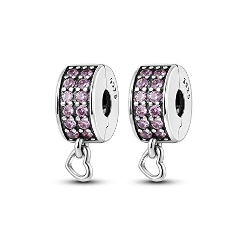 Parmuz Clip Spacer Charme für Armband 925 Sterlingsilber Pave Cubic Zirkonia Clip Lock Spacer Stopper Charm Bead Star Moon Evil Eye Charm Schmuck Geschenk für Frau von Parmuz