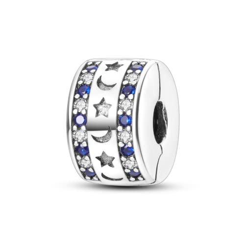 Parmuz Clip Spacer Charme für Armband 925 Sterlingsilber Pave Cubic Zirkonia Clip Lock Spacer Stopper Charm Bead Star Moon Evil Eye Charm Schmuck Geschenk für Frau von Parmuz