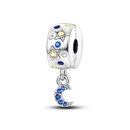Parmuz Clip Spacer Charme für Armband 925 Sterlingsilber Pave Cubic Zirkonia Clip Lock Spacer Stopper Charm Bead Star Moon Evil Eye Charm Schmuck Geschenk für Frau von Parmuz