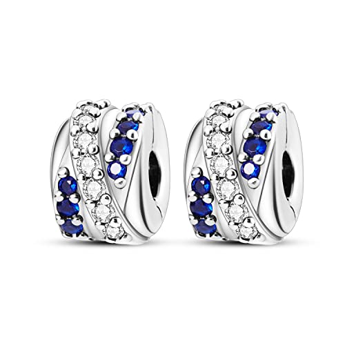 Parmuz Clip Spacer Charme für Armband 925 Sterlingsilber Pave Cubic Zirkonia Clip Lock Spacer Stopper Charm Bead Star Moon Evil Eye Charm Schmuck Geschenk für Frau von Parmuz
