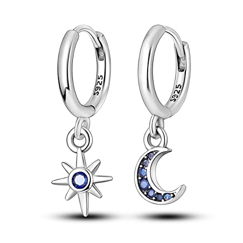 Parmuz Drop/Dangle Ohrringe für Frauen Mädchen 925 Sterling Silver Hoop Ohrringe Leichtes Statement Boho Evil Eye Star Moon Liebe Huggie Ohrringe Schmuck Geschenk von Parmuz