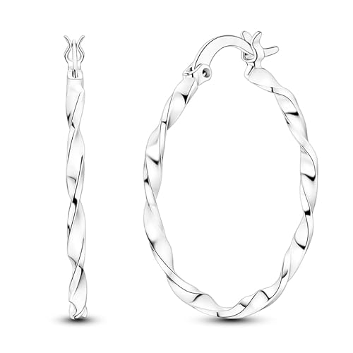 Parmuz Ohrringe aus 925er Sterlingsilber, große Creolen, Stern, Mond, Schmetterling, Zirkonia, dünne, runde Creolen für Damen von Parmuz