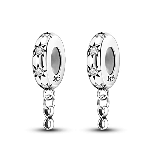 Parmuz Stopper Perlen Charms für Charm-Armbänder 925 Sterling Silber Clip Rondelle Spacer Charm mit Gummi innen Schmuck Geschenk für Frau von Parmuz
