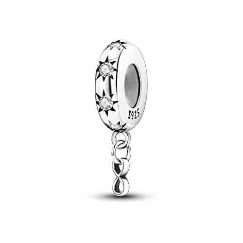 Parmuz Stopper Perlen Charms für Charm-Armbänder 925 Sterling Silber Clip Rondelle Spacer Charm mit Gummi innen Schmuck Geschenk für Frau von Parmuz