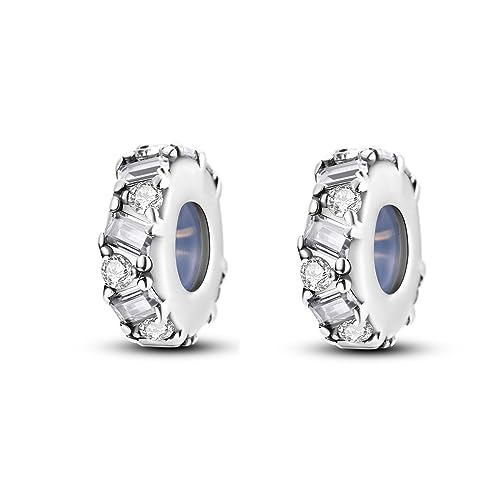 Parmuz Stopper Perlen Charms für Charm-Armbänder 925 Sterling Silber Clip Rondelle Spacer Charm mit Gummi innen Schmuck Geschenk für Frau von Parmuz