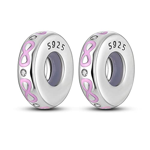 Parmuz Stopper Perlen Charms für Charm-Armbänder 925 Sterling Silber Clip Rondelle Spacer Charm mit Gummi innen Schmuck Geschenk für Frau von Parmuz